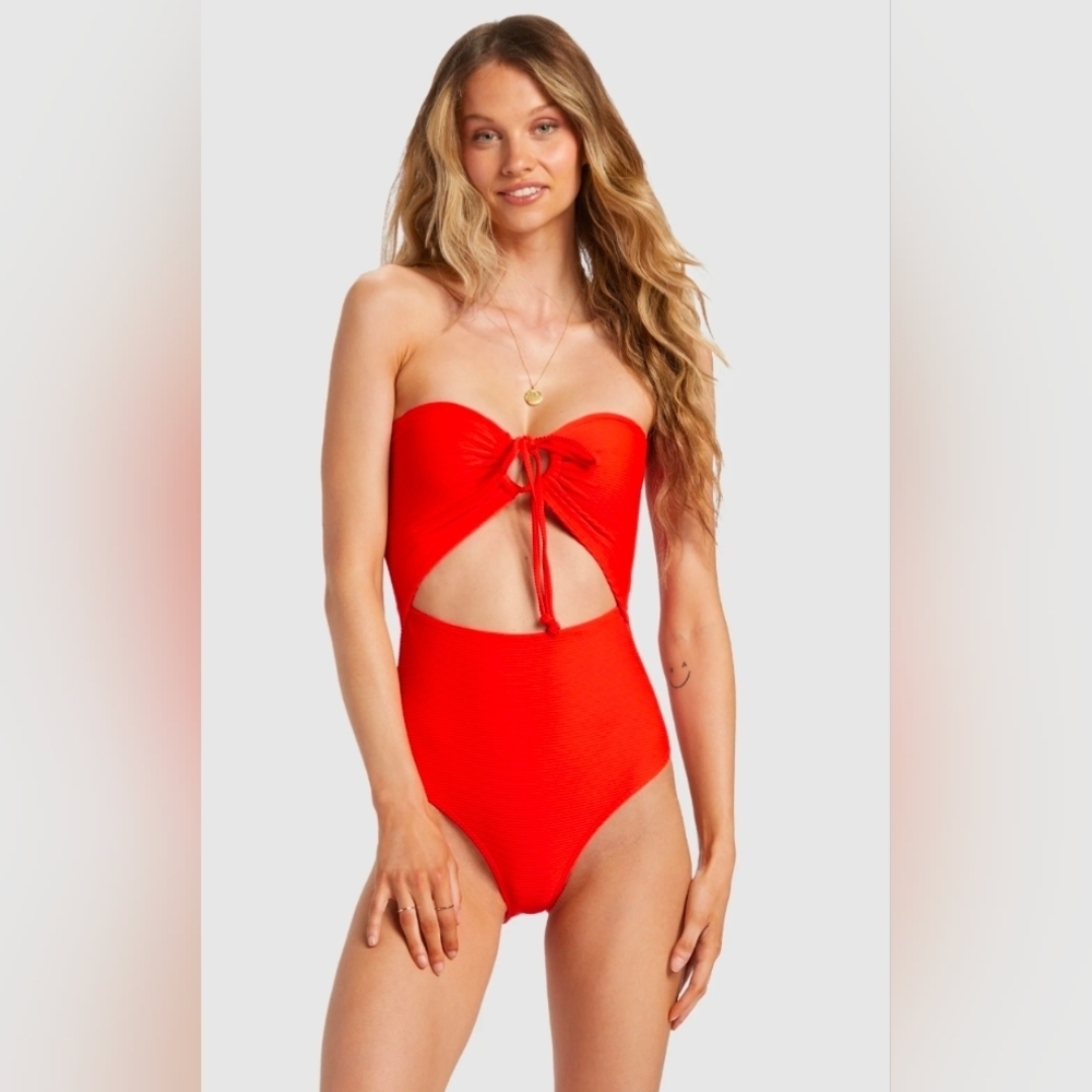 Billabong Women's Tanlines One Piece Red Swimsuit